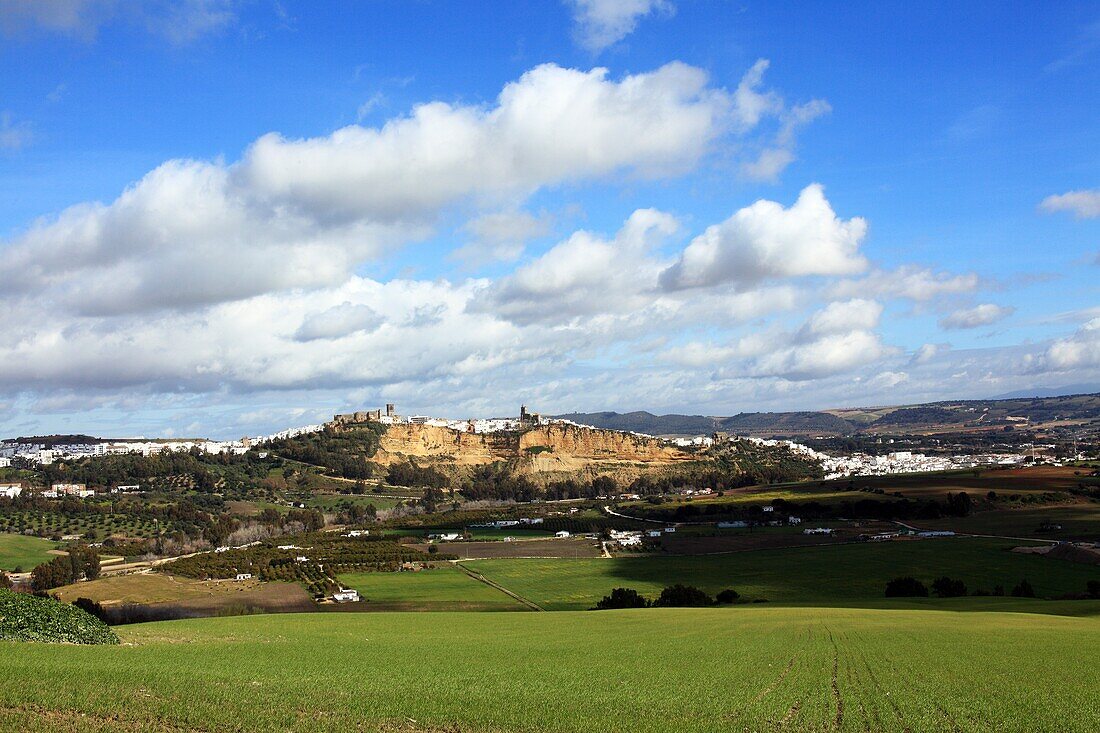 Distant Town Of Arcos De La Frontera, Cadiz, Spain