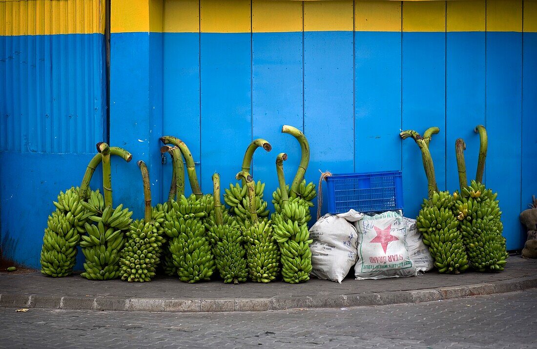 Stalks Of Bananas On The Sidewalk; Mali