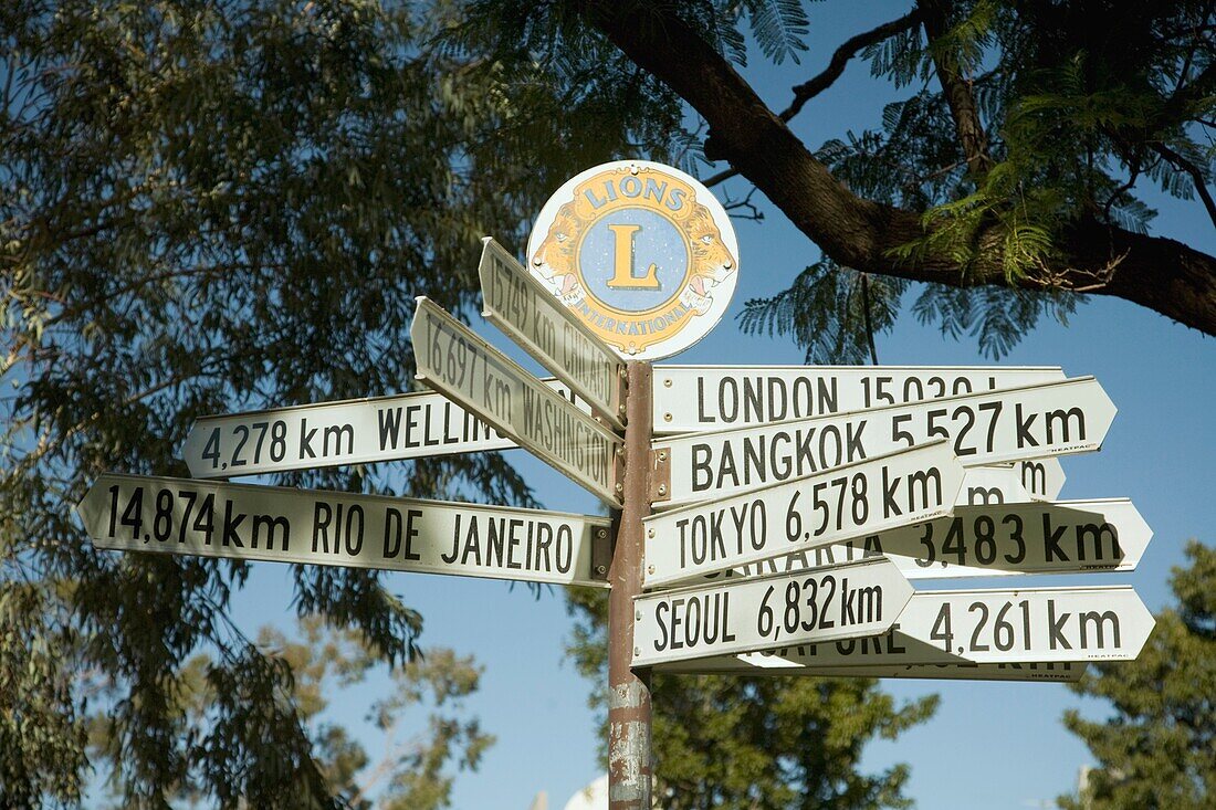 Distance Signs In Alice Springs, Northern Territories, Australia