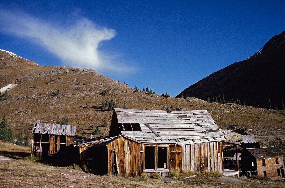 Abandoned Buildings In Ghost Town, Animas Forks, Colorado, Usa