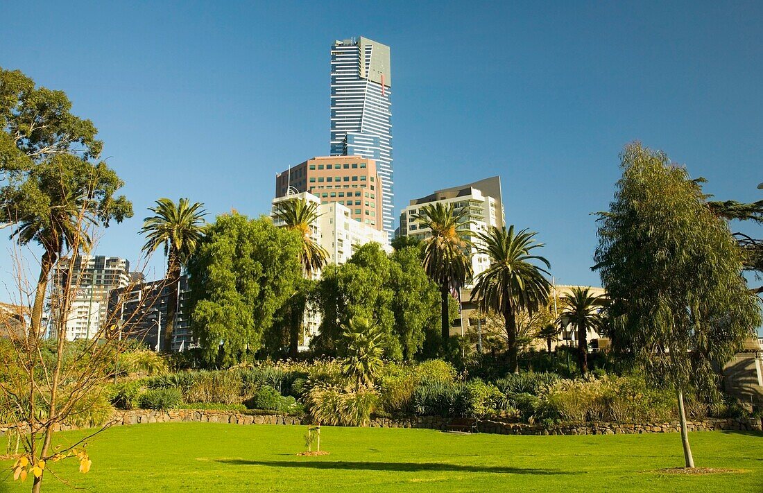 Park Area With Highrise Buildings In The Background
