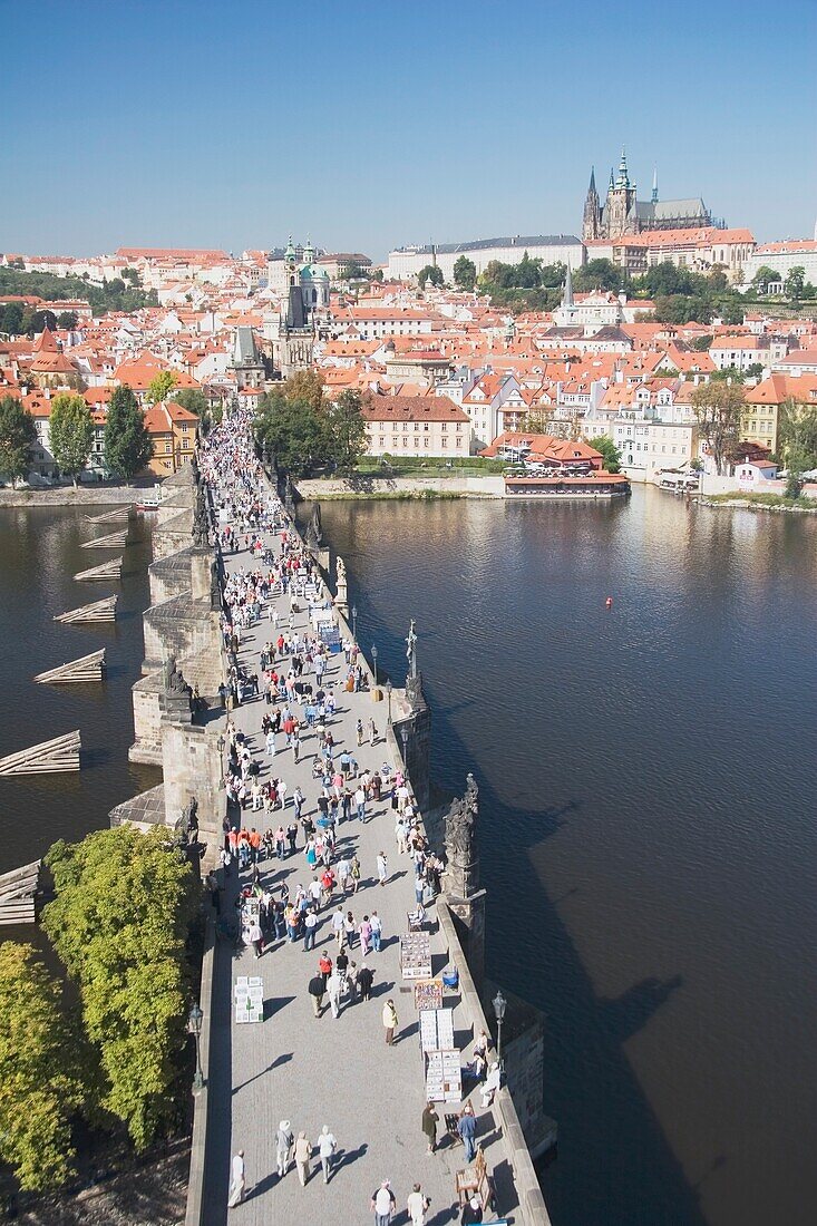 Prague, Czech Republic; Charles Bridge And The Vltava River
