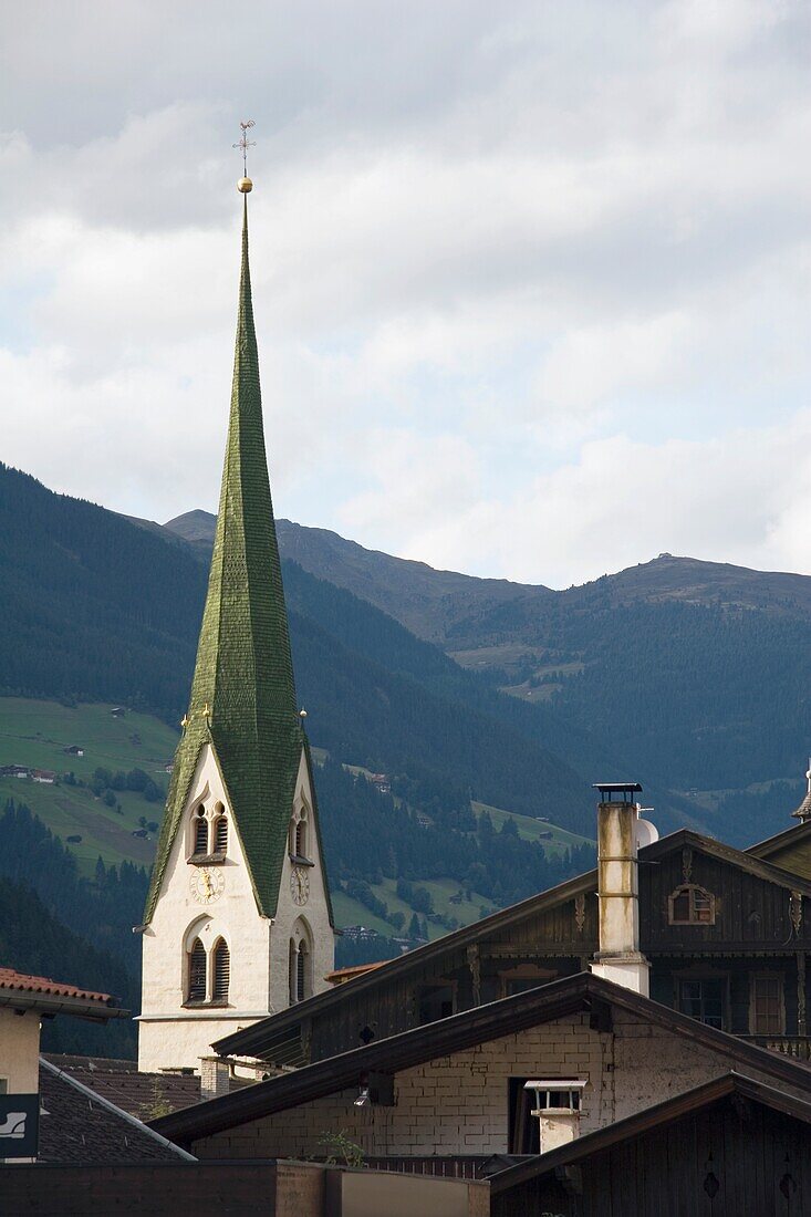Church Steeple And Hill Side, Zell Am Zeller, Tirol, Austria