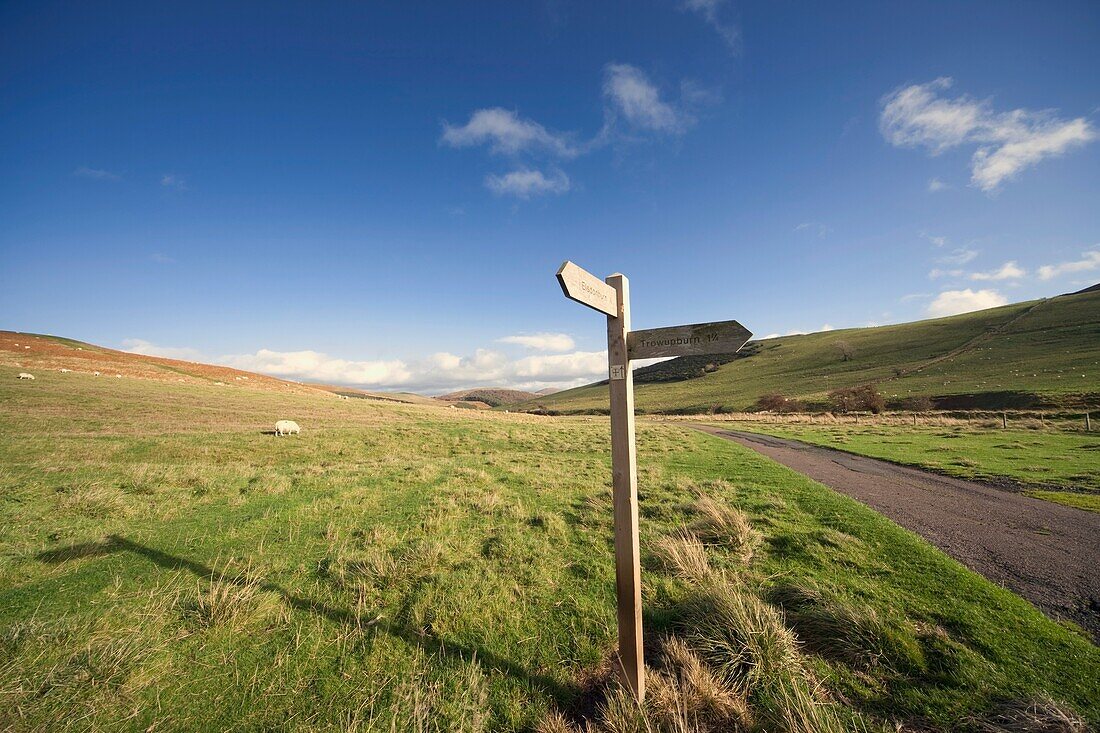 Elsdonburn, Northumberland, England; A Road Sign Along The Road