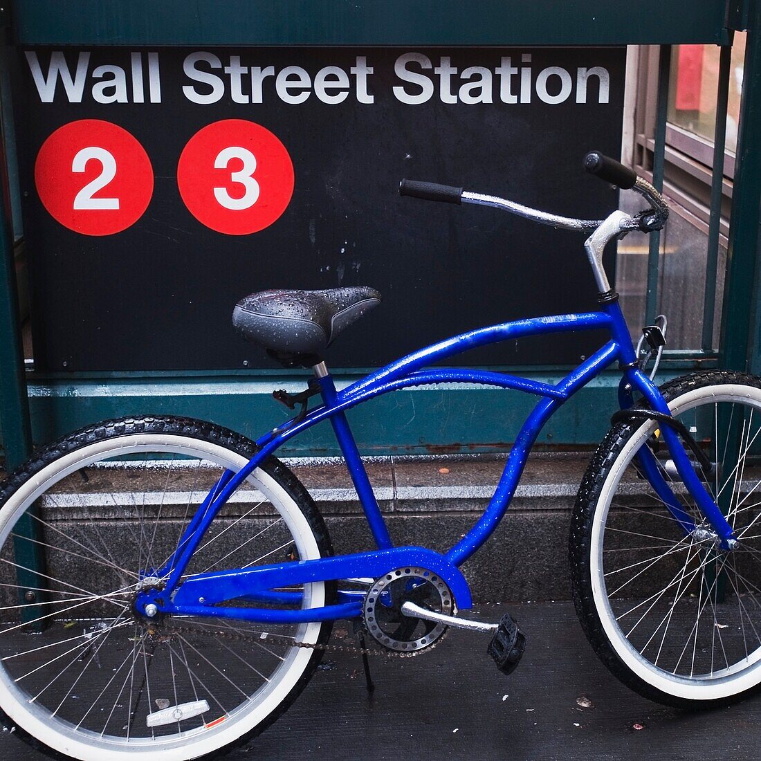 Bicycle Parked On Wall Street, New York City, New York, United States Of America