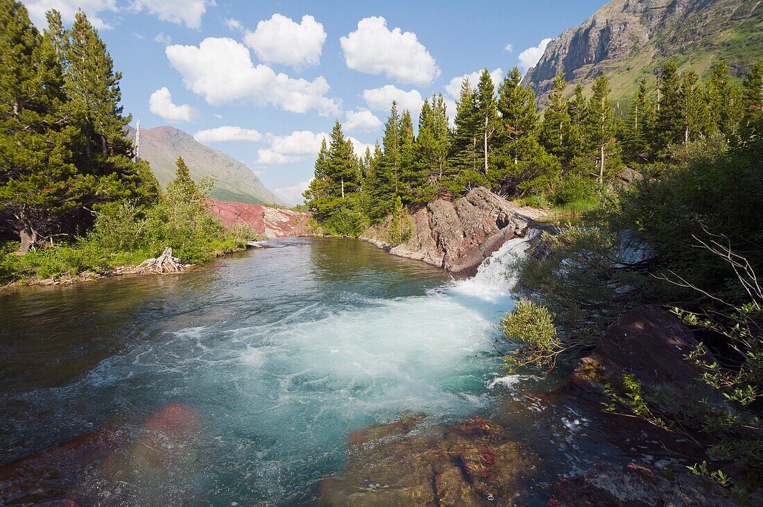 Redrock Falls, Glacier National Park, Montana, Usa