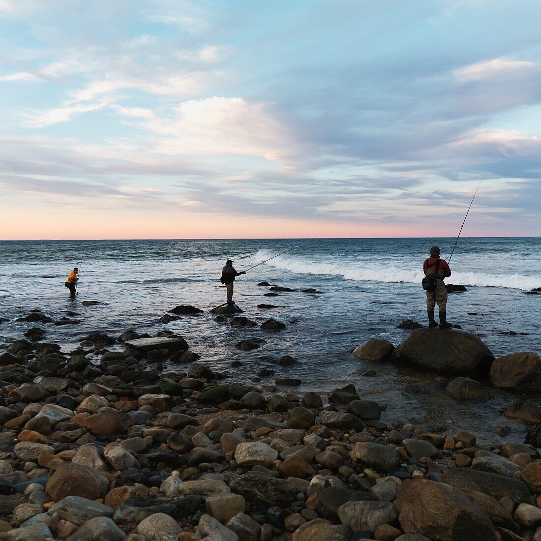Fishermen On The Coast Of Sag Harbour; Hampton, New York, Usa