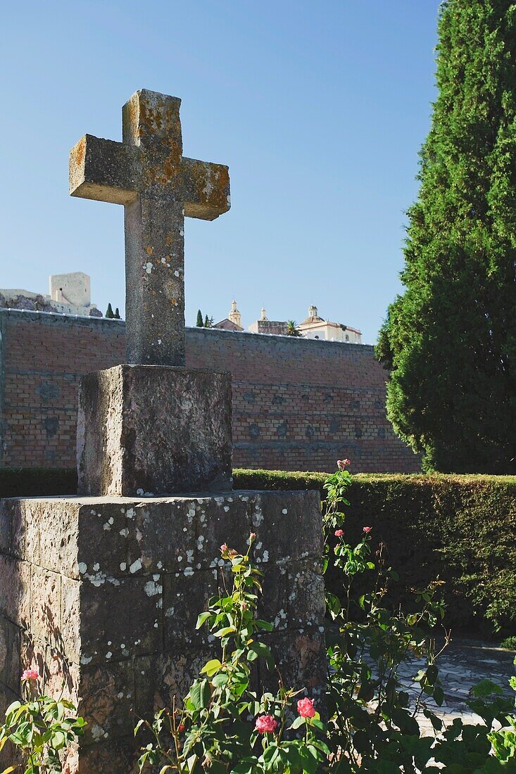 Cross In Cemetery Below Church And Castle, Olvera, Cadiz, Spain