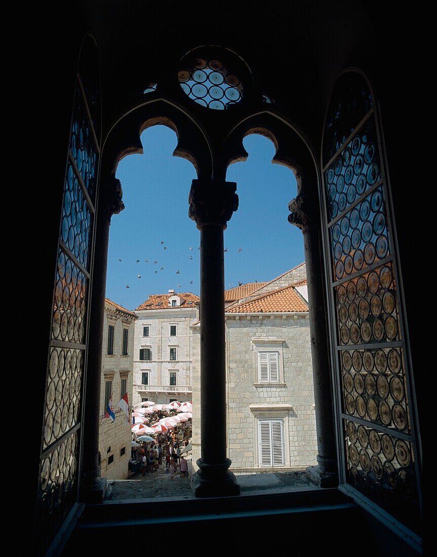 Looking Out Of The Rector's Palace Towards Market Square