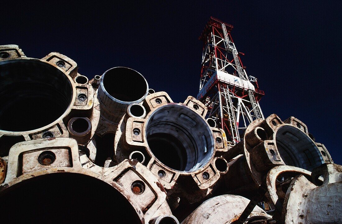 Oil Rig With Barrels