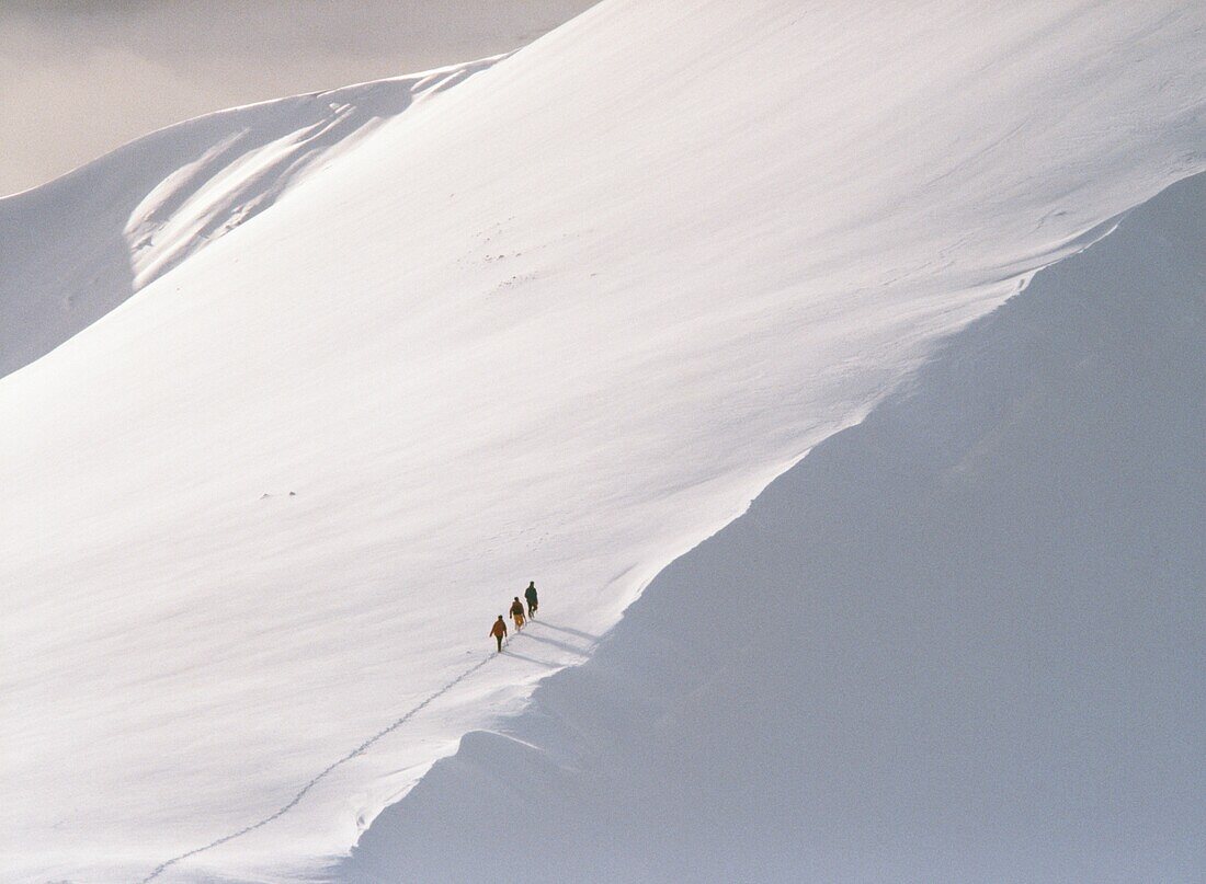 Trekking auf verschneitem Berg