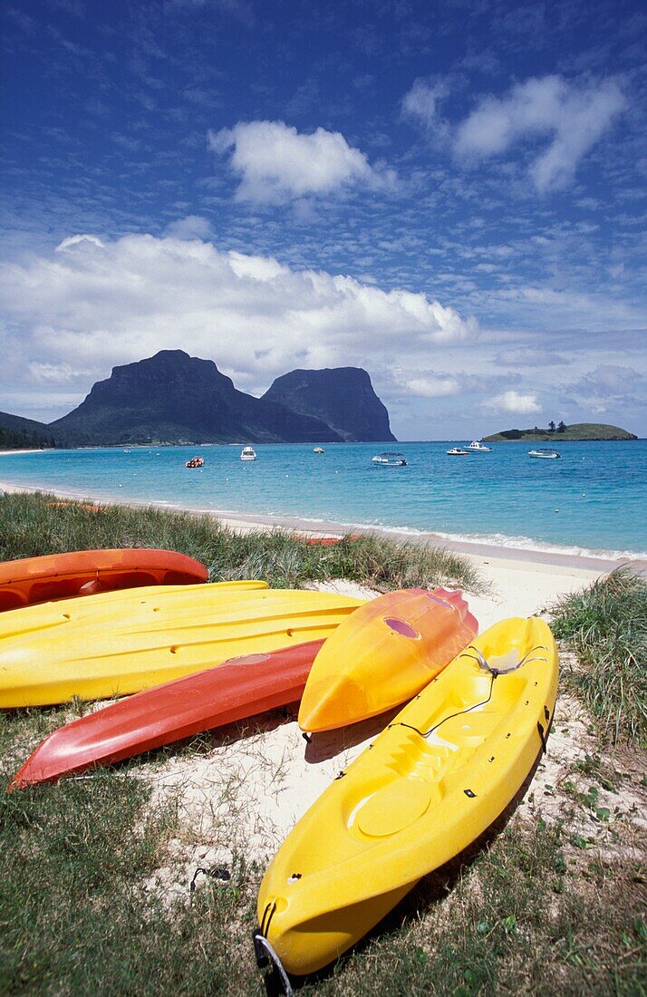 Sea Kayaks On Lagoon Beach