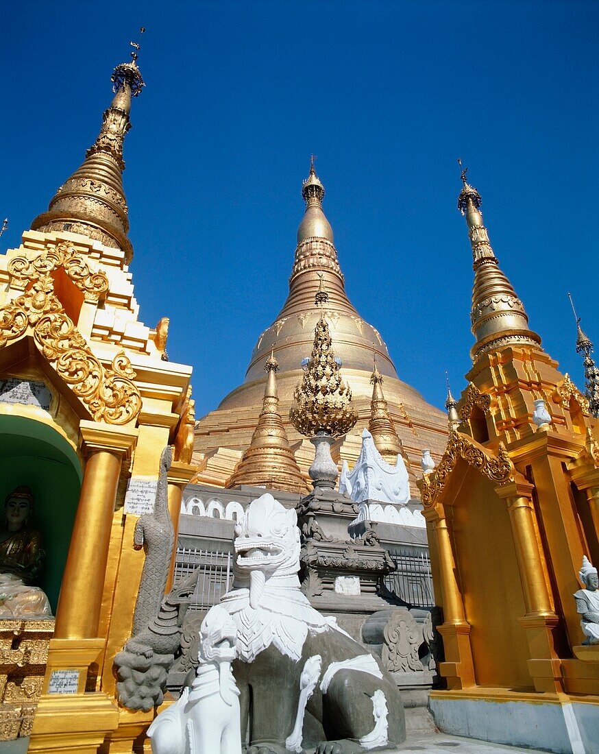 Gilded Buildings Of Shwe Dagon Pagoda, Rangoon, Myanmar