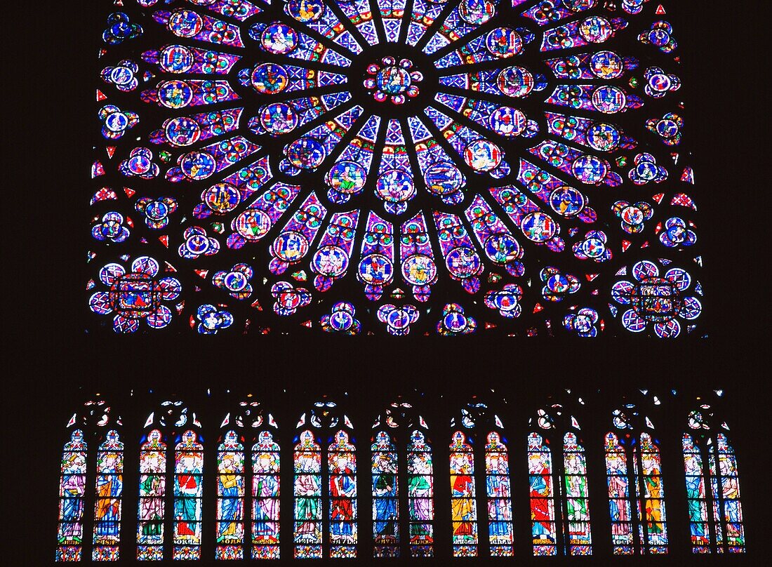Rosenfenster der Kathedrale Notre Dame.