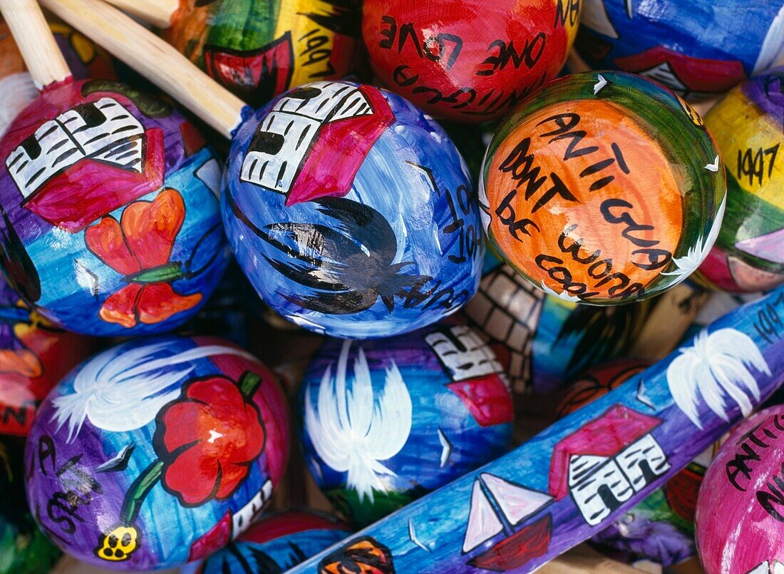 Colourful Painted Maracas, Close Up
