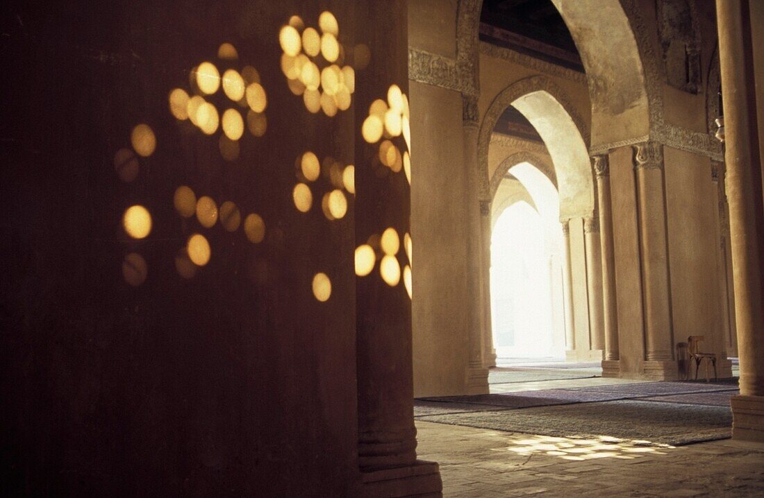 Light Reflecting On Columns At Ibn Tulun Mosque