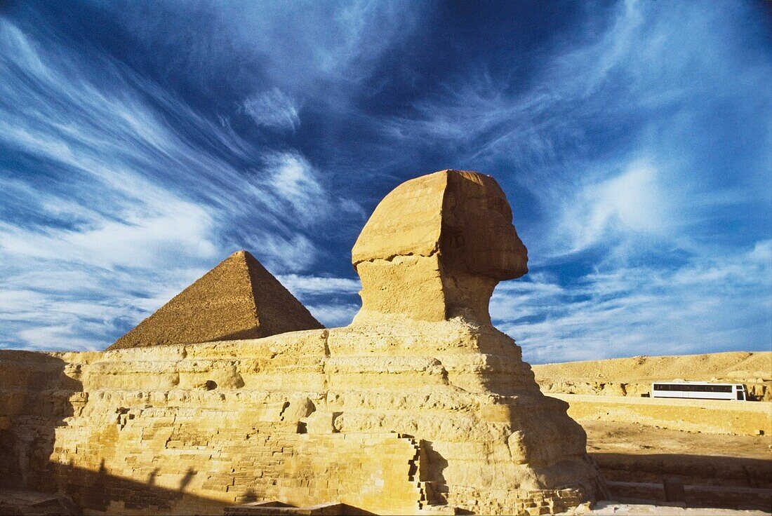 Sphinx And Pyramid At Giza