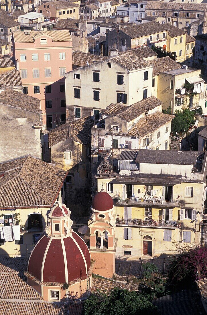 Aerial View Of Buildings In Corfu