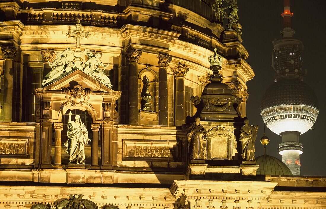 Berliner Dom And Tv Tower On Museum Island Berlin Germany