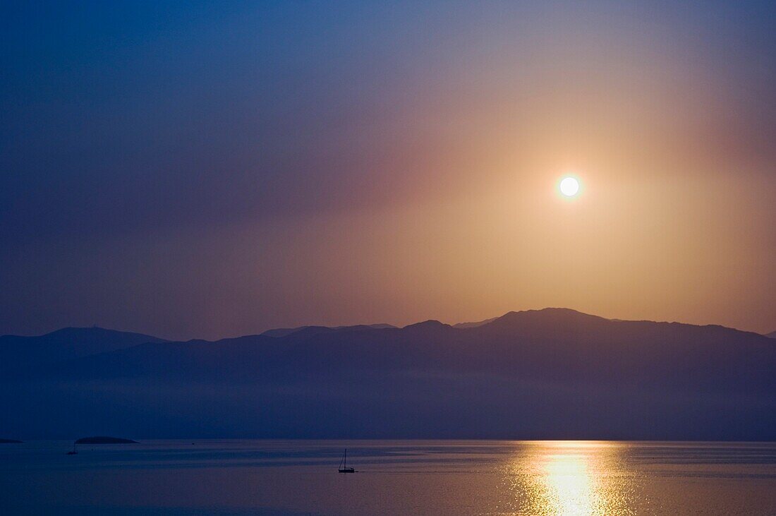 Sunset Over Some Of The Ionian Islands.