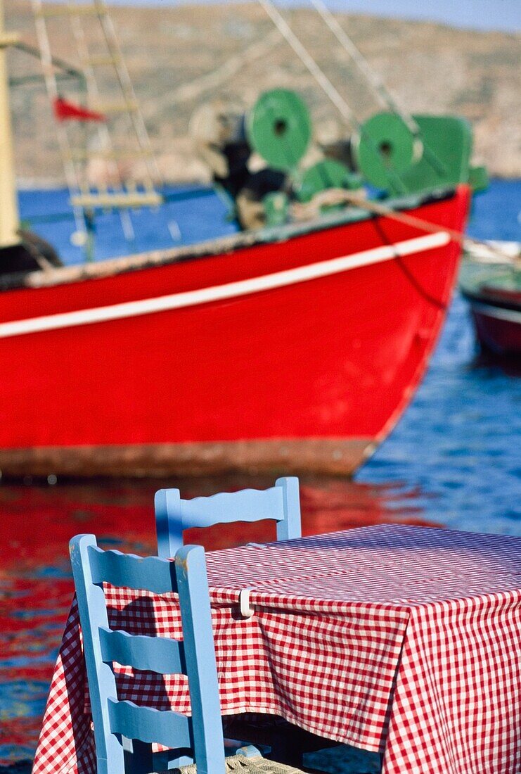 Outdoor Cafe Table On Waterfront, Close Up