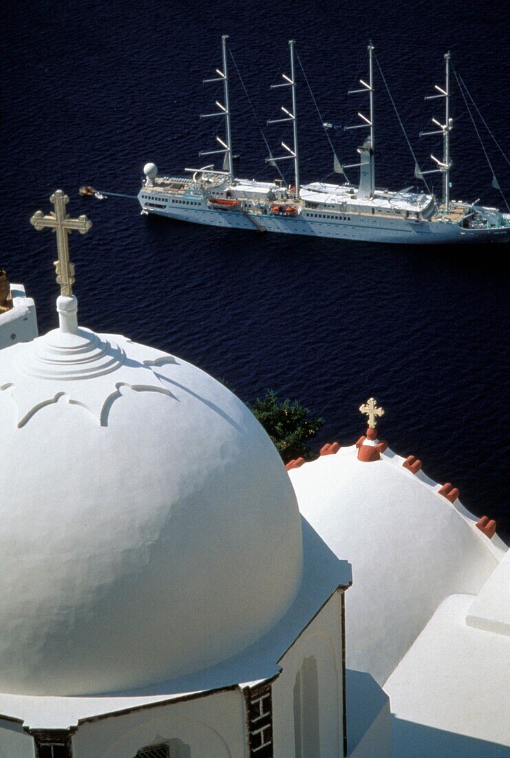Church Dome And Tall Ship