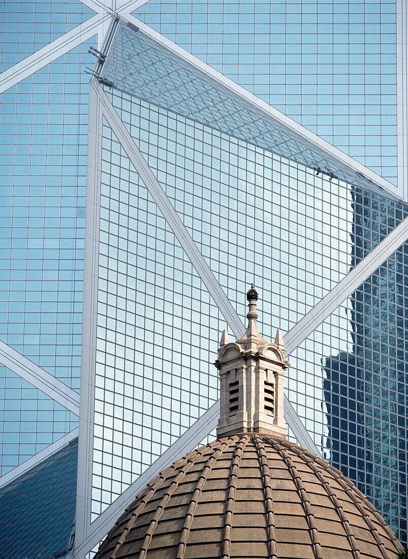 Old Domed Roof In Front Of The Bank Of China Tower