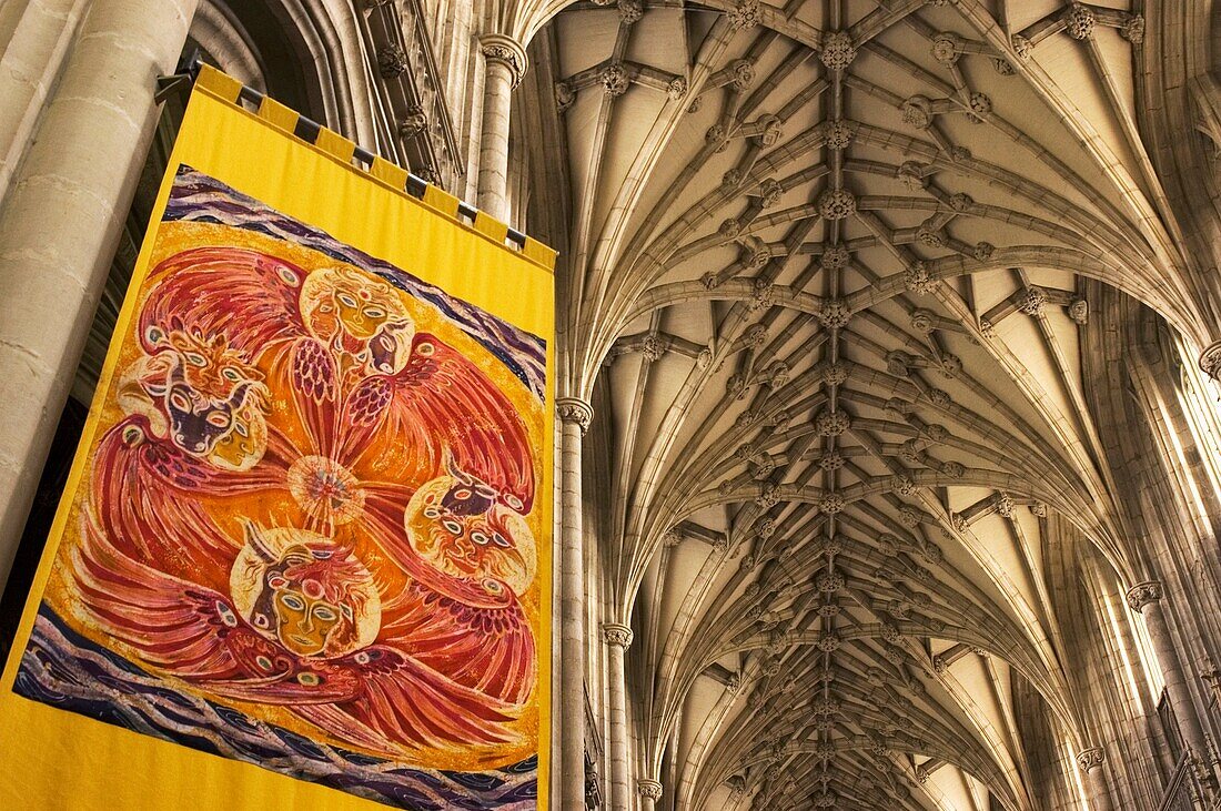 Winchester Cathedral Interior With Banner