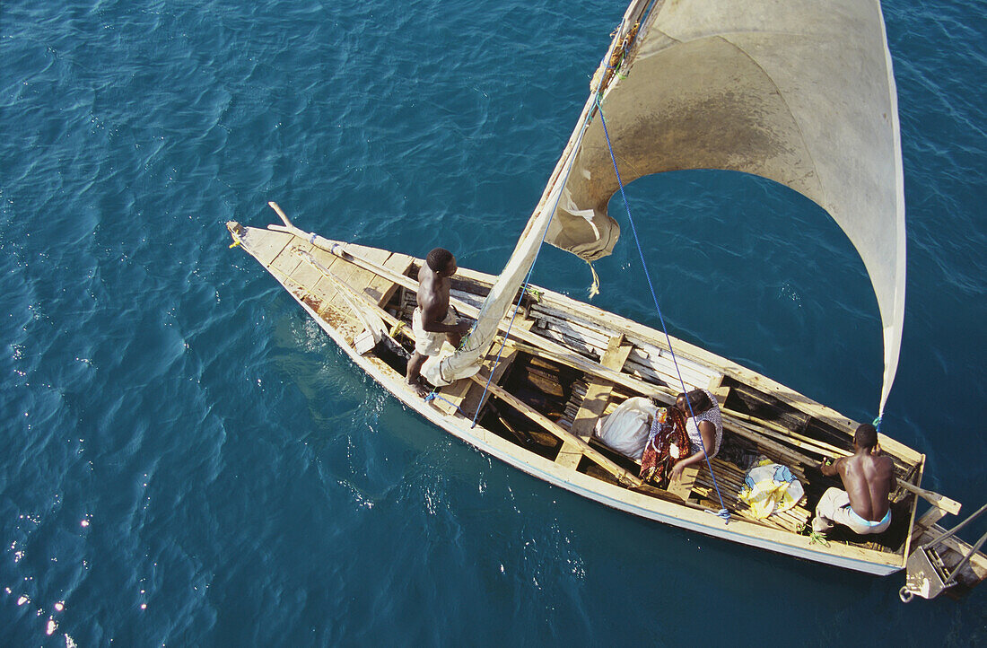 Fishermen On Dhow, Aerial View