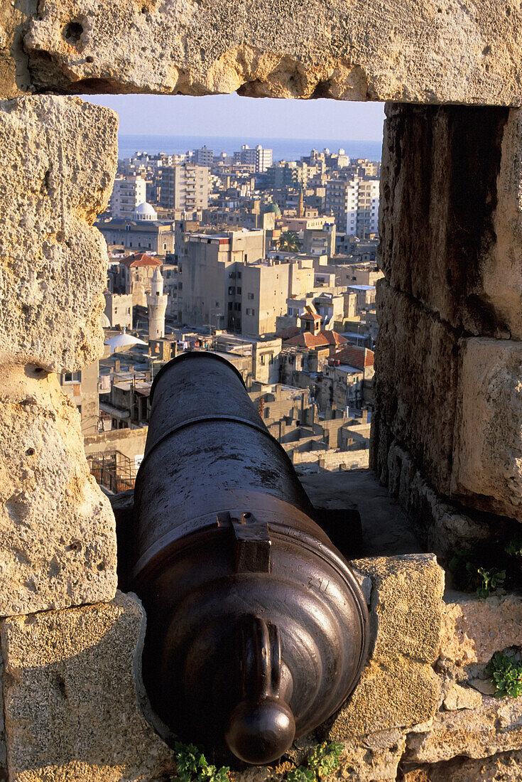 Blick von der Zitadelle von Raymond de Saint-Gilles, Kanon, Tripoli, Libanon