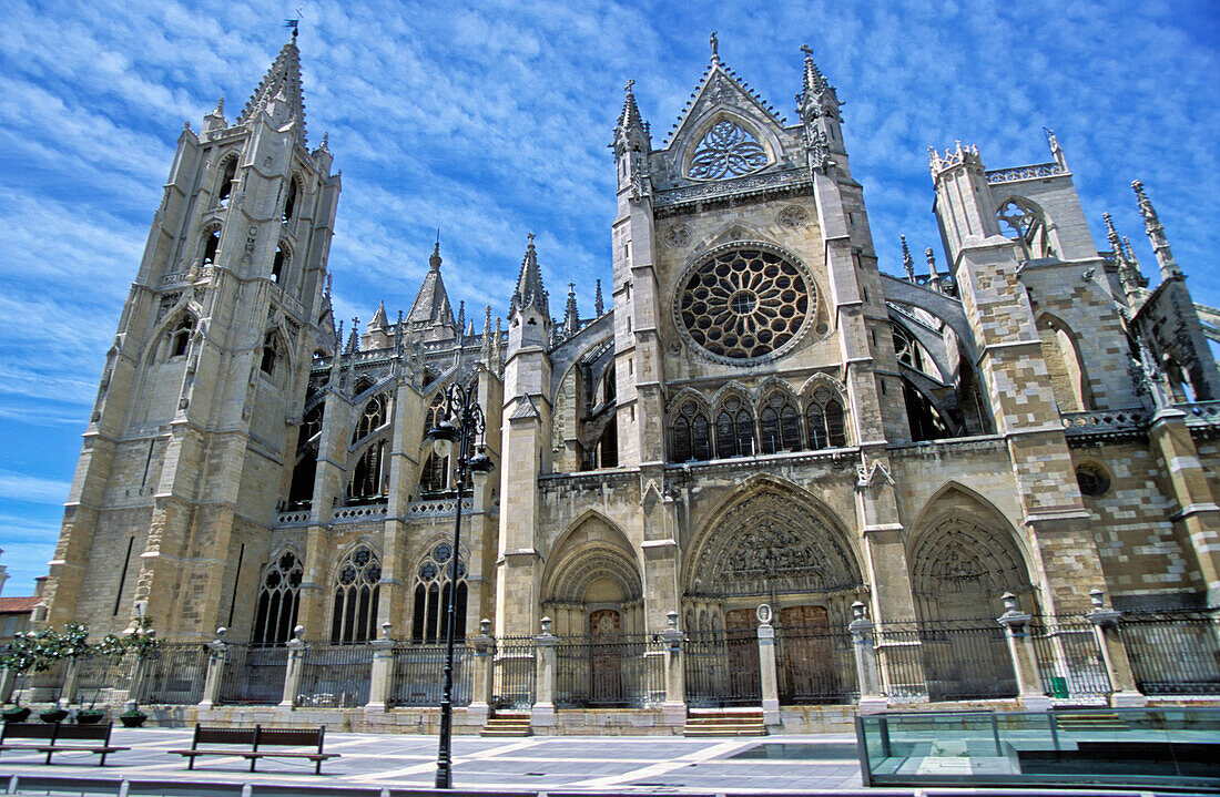 South Facade Of Leon White Gothic Cathedral