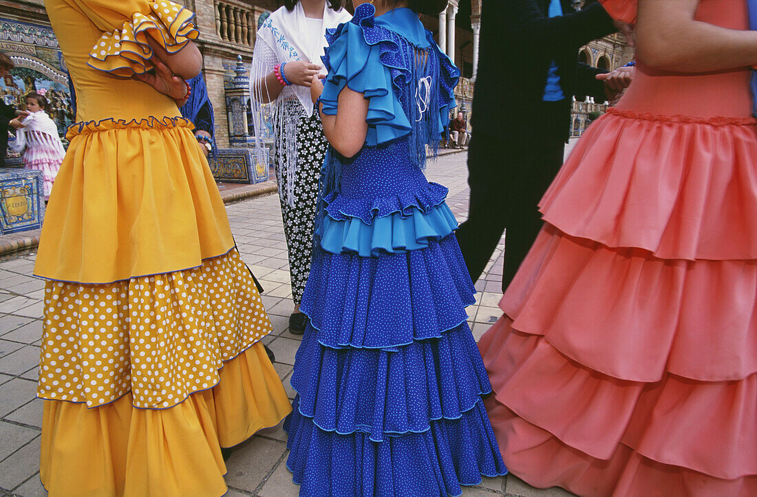 Girls In Traditional Dress During Feria