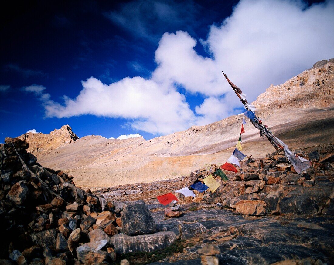 Prayer Flags And Mountains