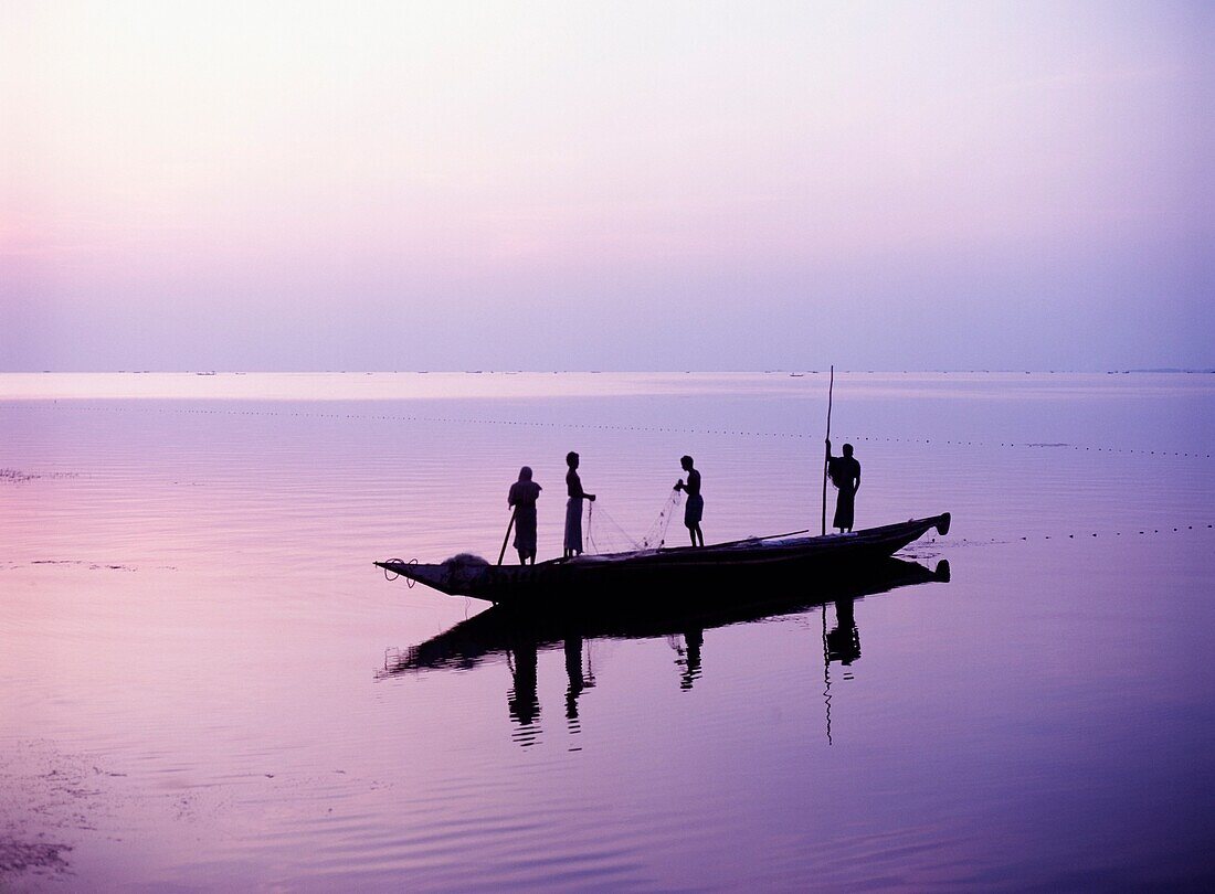Fishermen On Chilka Lake At Dawn