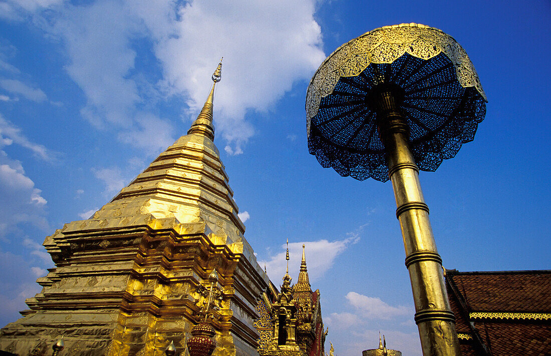 Thailand, Auf dem Berg Suthep; Provinz Chiang Mai, Wat Phra Doi Suthep, Buddhistischer Tempel
