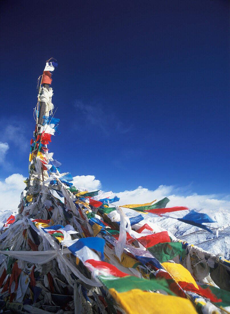 Prayer Flags On The Kamba La Pass, Close Up