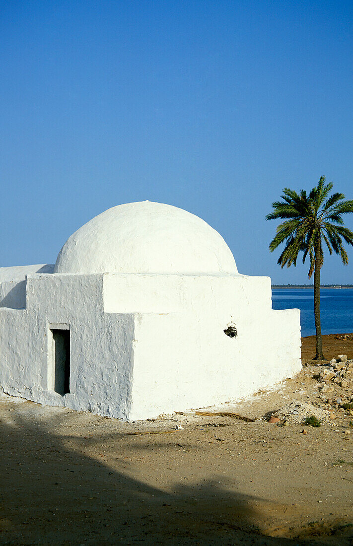 Whitewashed Guellala Mosque Along The Coast