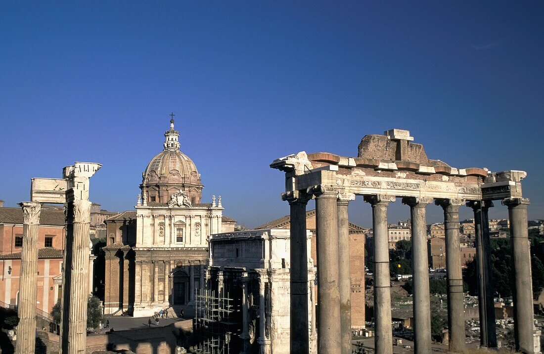 Ruin Of Temple Of Saturn In The Roman Forum