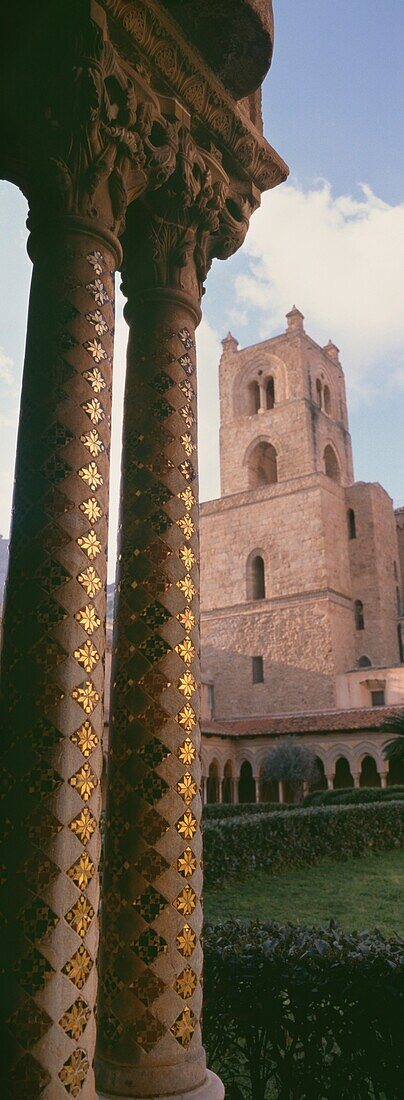 Pillars Of Benedictine Cloister And Cathedral At Monreale