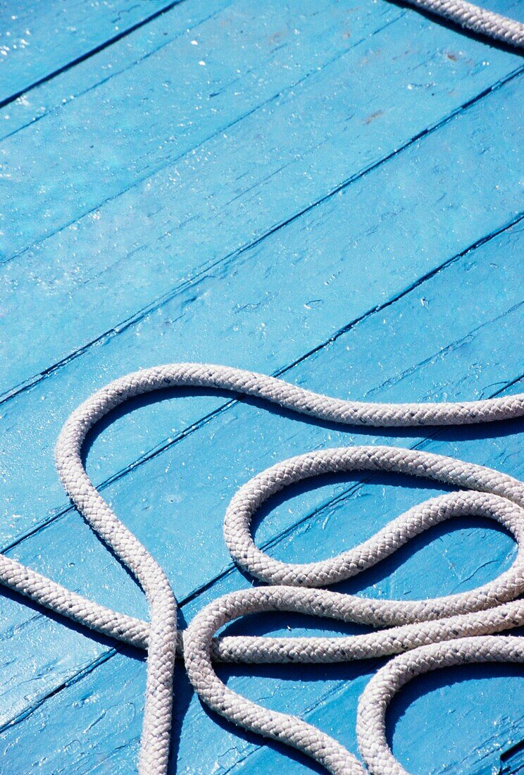 Rope On A Blue Bottomed Boat