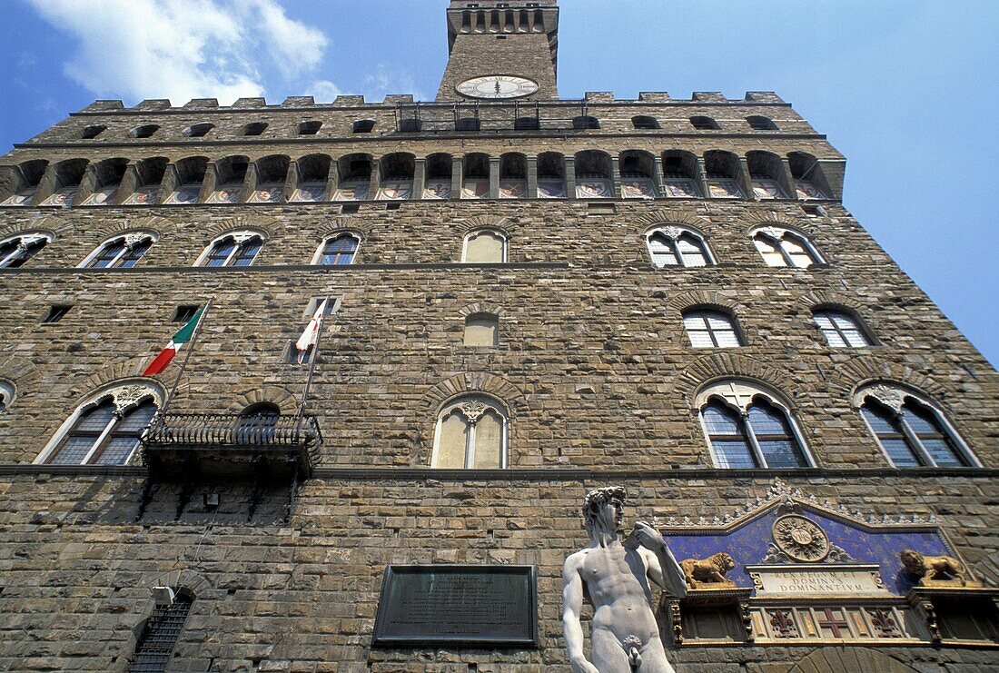 David Statue And Palazzo Vecchio, Low Angle View