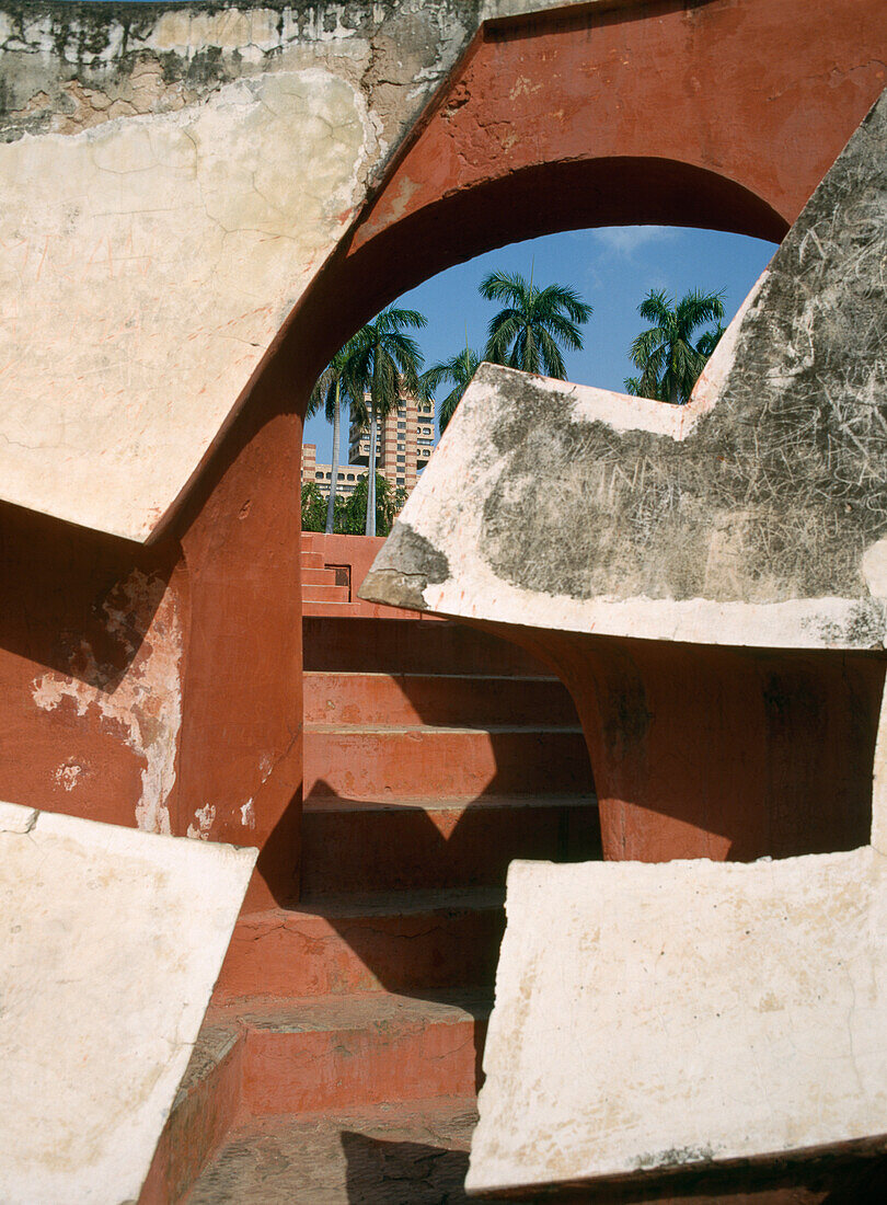 Looking Through Part Of The Janta Mantar Observatory Towards The Office Blocks