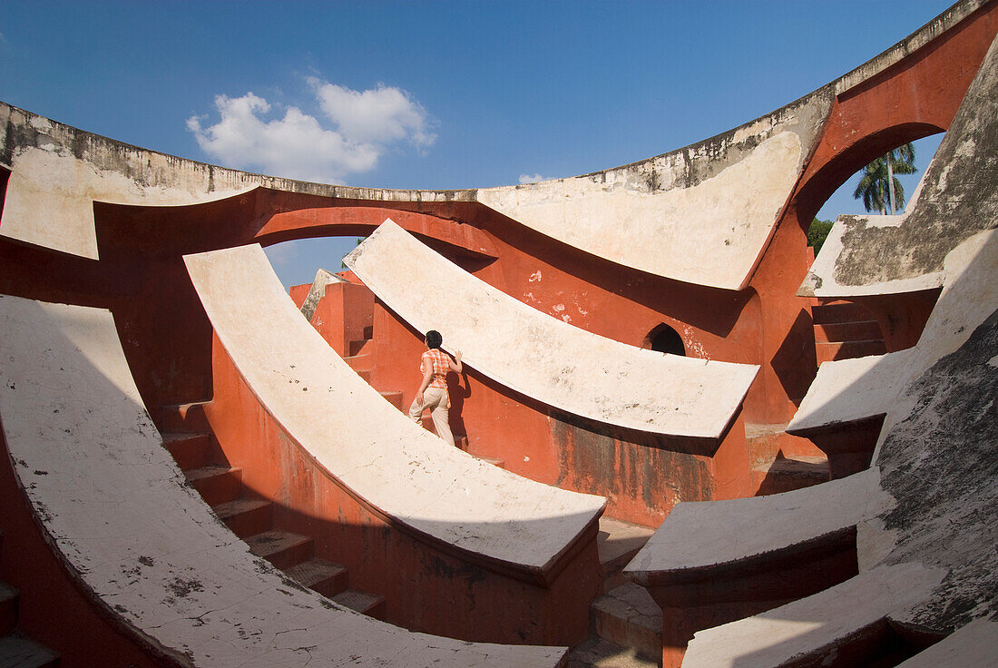 Tourist Walking Around The Jantar Mantar Observatory