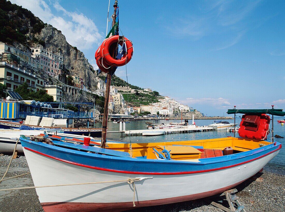 Boat On Beach Along Amalfi Coast