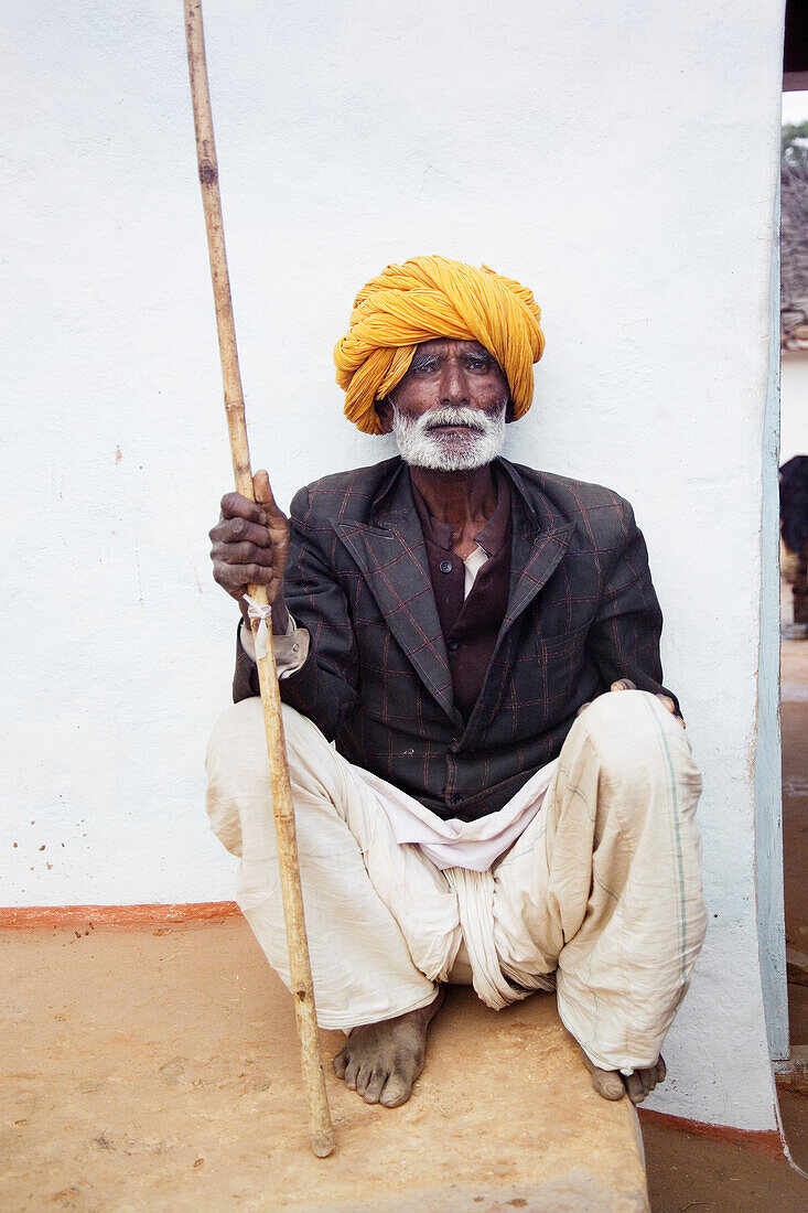 Old Man In Turban At Thikarda Village