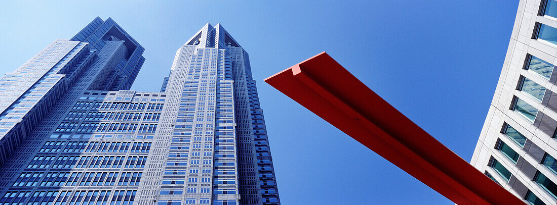Tokyo Metropolitan Government Building And Red Sculpture