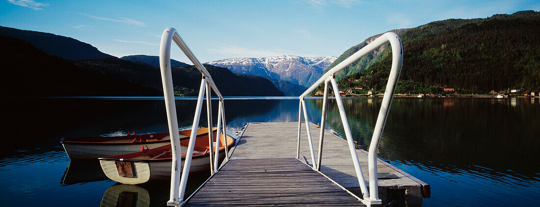 View Down A Walkway To The Water Of Hardangerfjord.
