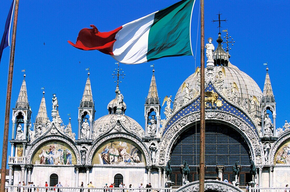 St Marks Cathedral And Italian Flag
