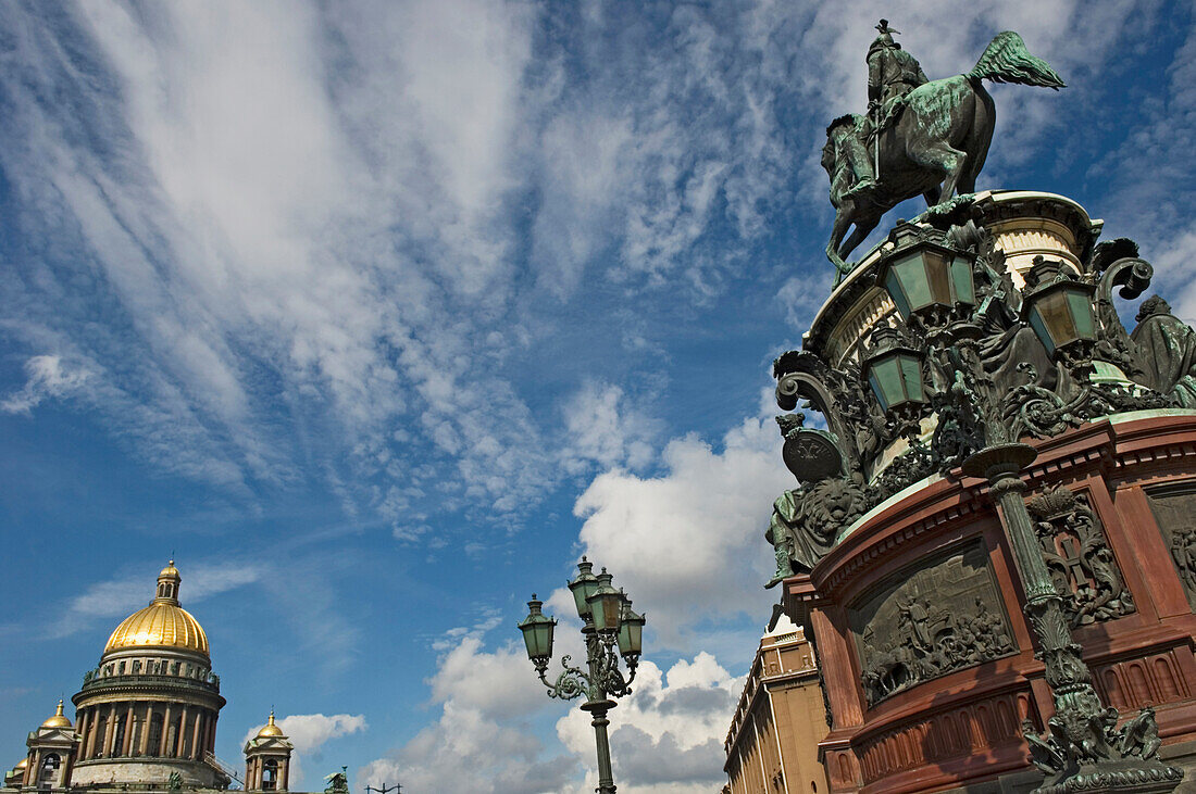 St Isaac's Cathedral, Statue And Lamp Post