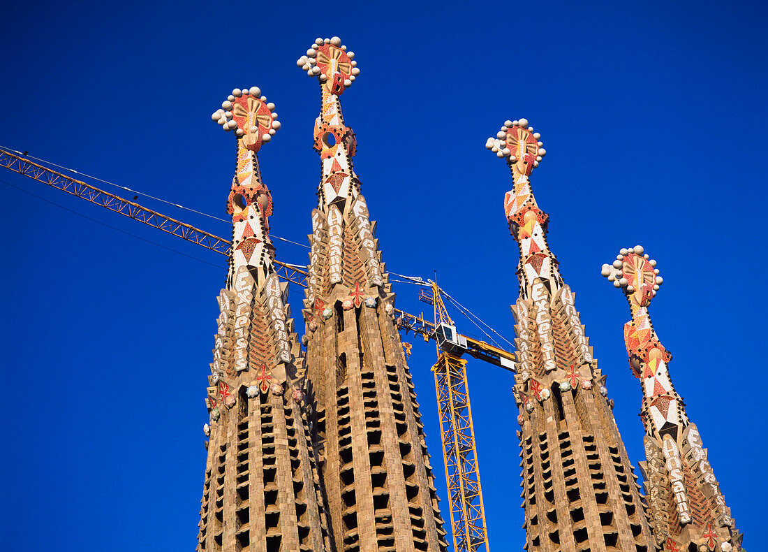 Construction Crane Above The Temple Expiatori De La Sagrada Familia.